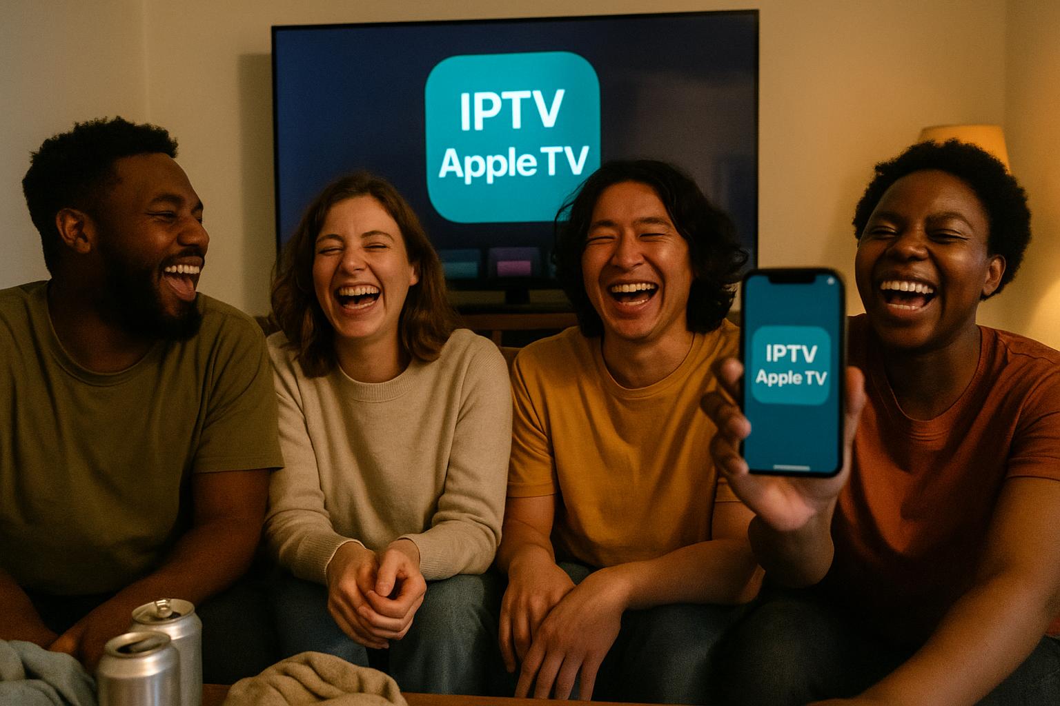 Friends streaming live TV on Apple TV with the IPTV Apple TV app
